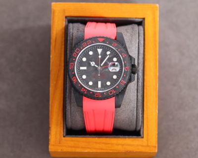 ROLEX GMT-Master II Replica with Rubber Strap 2836 Movement Carbon Fiber Case Red Bracelet Watch